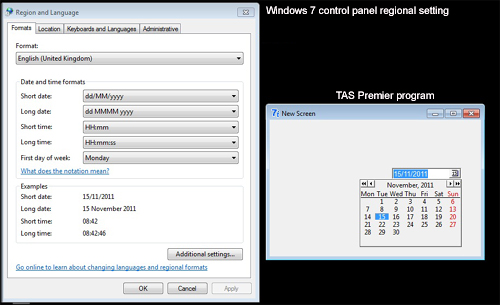 Windows 7 United Kingdom date setting and TAS Premier 7i date formatting
