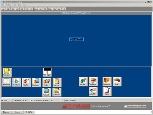 Advanced Accounting 7i r5 Main Menu