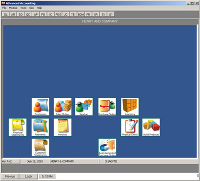 Addsum Avanced Accounting 7i Main Menu